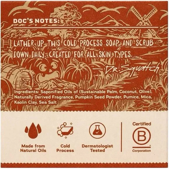 Dr Squatch Drunk’n Pumpkin Limited Natural Soap 5oz Drunken Halloween Limited - Picture 3 of 8